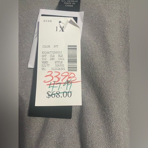 🌟Host Pick!⭐️NWT Maggie Barnes Sparkling Silver Cardigan Sweater. - Picture 4 of 9